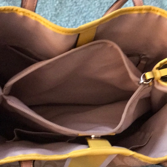 Yellow Stripe Coach Handbag - Picture 5 of 8